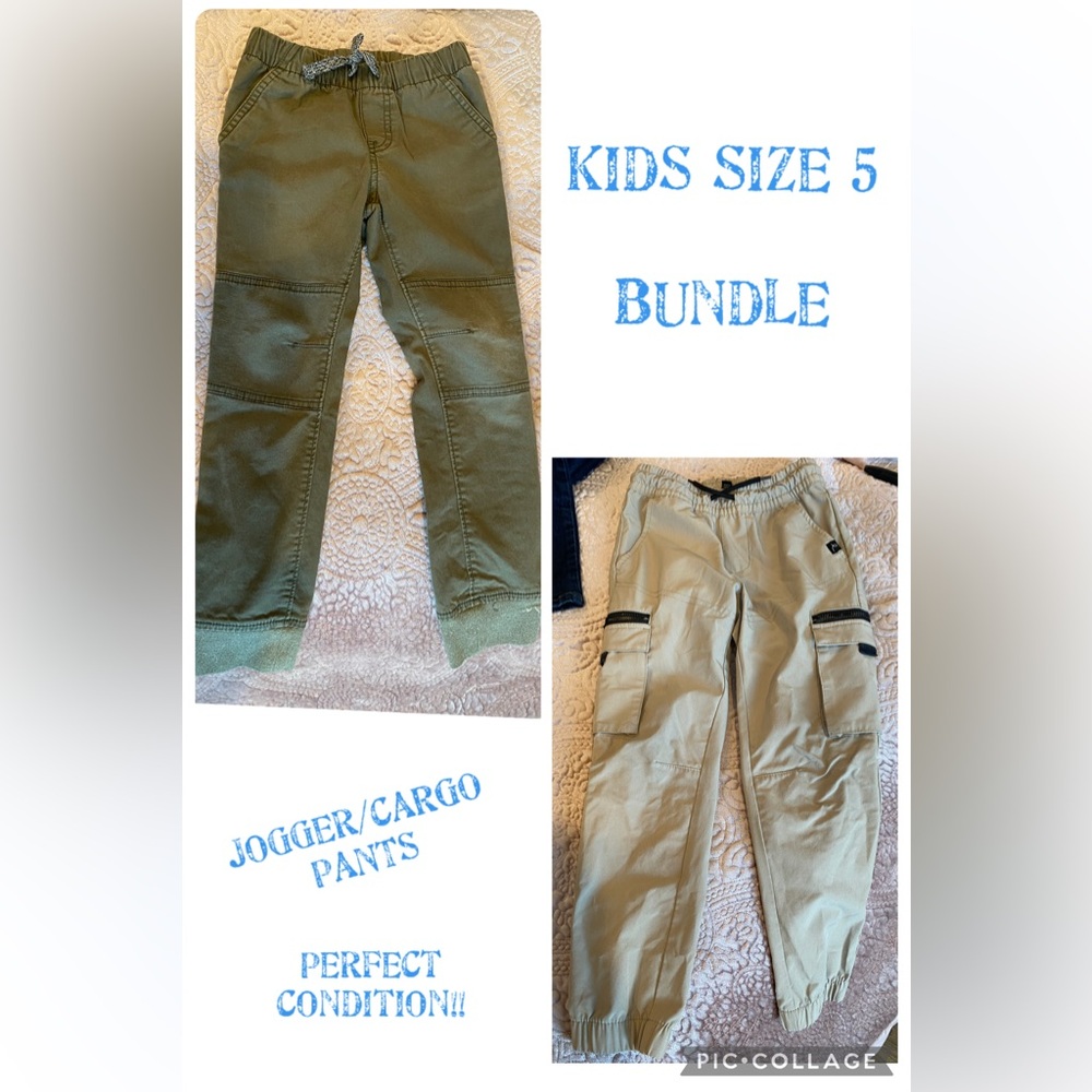 Olive and Tan Kids Jogger/Cargo Pants (2)